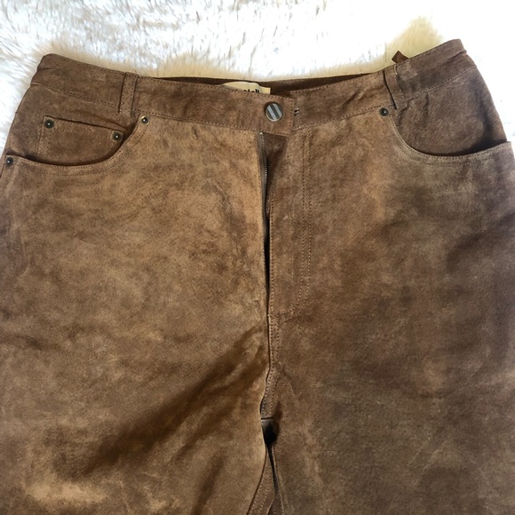 90s Vintage Genuine Leather Pants High Waisted - Picture 3 of 8